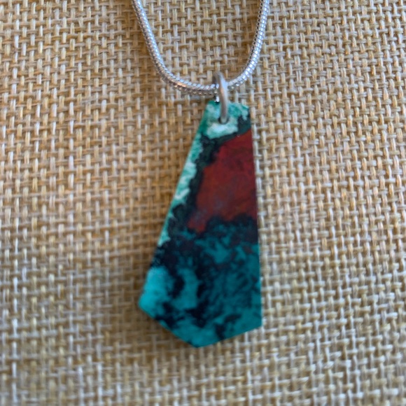 Sterling silver set of earrings and pendant with chrysocolla stones, NWT - Picture 8 of 10